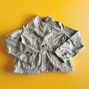 Mossimo Long Sleeve Jacket Beige‎ Women's Size Medium Womens Top Cotton Button